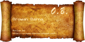 Orowan Barna névjegykártya